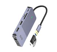 Estación de Acoplamiento USB Giq USB C Hub USB 3.0 a Doble HDMI VGA Adaptador Triple Pantalla USB C estación de Acoplamiento para portátil monitores duales Compatible con MacBook M1 USB Dock-Gris