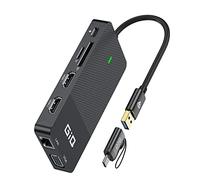 Estación de Acoplamiento USB GIQ USB C HUB USB 3.0 a Dual HDMI VGA Adaptador, Triple Pantalla USB C Estación de Acoplamiento para portátil, Pantalla Dual Compatible con MacBook M1 USB Dock, Negro