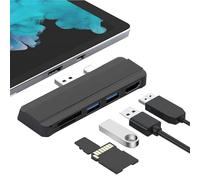 Estación de Acoplamiento USB para Surface Pro 4 5 6, 5 en 1 Dock Converter Adapter Laptop Hub con 2 USB3.0 (5Gbps), Adaptador HDMI 4K, Ranura para Lector de Tarjetas SD TF, (Negro)