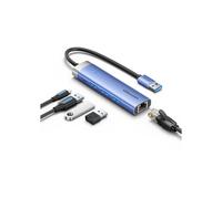 Estación de acoplamiento - VENTION - 5-en-1 - USB 3.0 - RJ45 - 3xUSB-A - Aluminio Azul