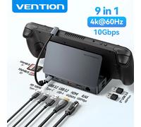 Estación de acoplamiento Vention USB C para Steam Deck HDMI 4K60Hz USB 3,2 10Gbps RJ45 SD y TF para Switch Asus ROG LEGION Go iPhone HUB 9-in-1 4K60Hz Dock