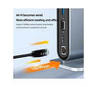 Estación de Acoplamiento Vertical 12 en 1, Concentrador USB C Tipo C, Divisor Compatible con 4K30Hz/LAN 100M/USB3.0, Convertidor de Extensión de