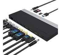Estación de Acoplamiento WAVLINK Triple Pantalla USB C, Adaptador Con 2 x 4K DP, HDMI, Fuente de Alimentación 130W (100W PD), Ethernet, 4 USB 3.0