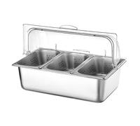 Estación de aderezos para pizza, organizador de especias de acero inoxidable, estación de buffet para ensaladas con hieleras, juego de contenedores para salsas, ingredientes y despensa de cocina (W)