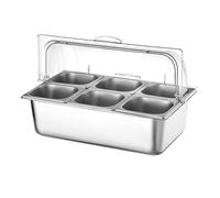 Estación de aderezos para pizza, organizador de especias de acero inoxidable, estación de buffet para ensaladas con hieleras, juego de contenedores para salsas, ingredientes y despensa de cocina (T)