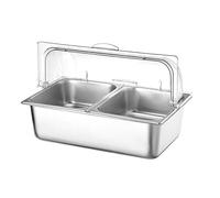 Estación de aderezos para pizza, organizador de especias de acero inoxidable, estación de buffet para ensaladas con hieleras, juego de contenedores para salsas, ingredientes y despensa de cocina (Q)