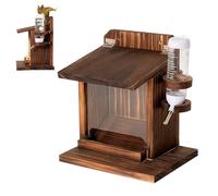 Estación de alimentación Chipmunk - Hábitat montado en madera maciza, estante para maíz al aire libre, botellas de hidratación, dispositivo de balcón para árboles de jardín | Osservaz