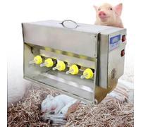 Estación de alimentación para lechones, biberón para lechones con 10/14 tetinas, alimentador de leche con agitador automático, tapa y válvula de acero inoxidable, alimentador de leche para ganado