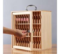 Estación de almacenamiento de madera para abuelos, teléfono celular compacto con cerradura, diseño moderno, 24 ranuras para un fácil acceso y nización