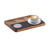 Estación de apisonamiento de café - Soporte de madera antideslizante | Bloque de nogal natural con base de portafiltro y ranuras empotradas para 51-58 mm, café y encimera