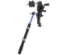 Estación de bobinado de línea de pesca con marco de aleación de aluminio, mango de PVC, barra telescópica y ajustes de fuerza de bobinado ajustables