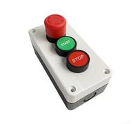 Estación de botón rojo verde 10a con interruptor de bloqueo de parada y controles de arranque momentáneo para paneles eléctricos industriales y contactores de motor, agujero de montaje de 22 mm