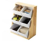 Estación de café de madera con 6 compartimentos, elegante solución de almacenamiento para cocina, hogar u oficina, perfecta para amantes del café y entusiastas