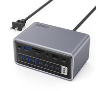 Estación de carga 20 en 1 de 300 W, estación de acoplamiento USB de triple pantalla, concentrador USB C con HDMI 2 x 4K, DP, VGA, Ethernet, 7 puertos USB A/C, puertos USB A/C de 5 Gbps, SD/TF, audio