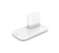 Estación de carga 3 en 1, cargador rápido Qi de 15 W, cargador inalámbrico con luz nocturna para iPhone, Samsung y auriculares inalámbricos.
