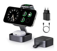 Estación de Carga 3 en 1 para Apple, Cargador de Viaje rápido Plegable magnético Compatible con mag-Safe para iPhone Air/17/16/15/14/13/12 Series, Apple Watch & AirPods Pro/4/3/2