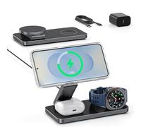Estación de Carga 3 en 1 para Samsung, Cargador Inalámbrico Plegable para Galaxy S26/S25/S24/S23/Z Fold/Flip Series, Galaxy Watch Ultra/8/7/6/5, Galaxy Buds Pro/3/2, In daptador 20W-Negro