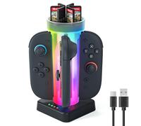 Estación de Carga 4-en-1 para Nintendo Switch 2 y Joy-con - Dock de Carga Rápida con Indicadores LED y Cable USB Tipo-C (Compatible con NSW 2)