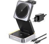 Estacion de Carga Apple 15W, 3 en 1 Base de Carga iPhone y iWatch, Plegable Cargador Inalámbrico Rapida para iPhone 16 Pro MAX 15 14 13 12, Soporte de Carga de Viaje con AirPods Pro 3 2