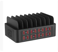 Estación de carga de 10 puertos de 60 W para varios dispositivos: estación de carga múltiple con separador ajustable extraíble, estación de carga para teléfono móvil, organizador múltiple para