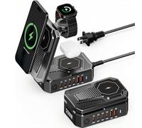 Estación de carga de 250 W para múltiples dispositivos Apple, cargador inalámbrico plegable 9 en 1 para iPhone, iWatch, USB-C PD100W, base de carga rápida para MacBook Air y Pro (carga inalámbrica