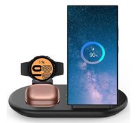 Estación de carga inalámbrica, cargador inalámbrico Samsung 3 en 1 para Samsung Galaxy S23/S23+/S22/Z Flip 3/Z Fold 3/S21/S20/S10/S9, Samsung Watch Charger para Galaxy Watch 4/3/1/Active 2 1, Galaxy
