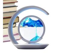 Estación De Carga Inalámbrica Dinámica Sand - Base De Potencia Artística 3-en-1 Lámpara De Pintura De Arena Móvil 3D Rotación De 360 Grados Diseño De Reloj De Arena Vidrio Circular Líquido Pieza