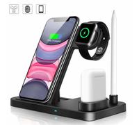 Estación de carga inalámbrica eficiente, compatibilidad universal con dispositivos Apple, cargador integrado con soporte plegable para cargar en la