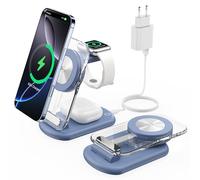 Estación de Carga inalámbrica magnética 3 en 1 para Dispositivos Apple,Cargador rápido y Plegable para Viajes,con luz Nocturna para iPhone 16, 15, 14, Apple Watch/AirPods Pro,BU