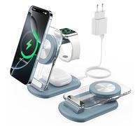 Estación de Carga inalámbrica magnética 3 en 1 para Dispositivos Apple,Cargador rápido y Plegable para Viajes,con luz Nocturna para iPhone 16, 15, 14, Apple Watch/AirPods Pro,LB