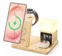 Estación de carga inalámbrica mejorada 3 en 1 para Samsung con reloj despertador y luz de 3 colores | Cargador rápido de 15 W para Galaxy S25 S24 Ultra Fold6/5 Galaxy Watch Ultra/6/5 Galaxy Buds