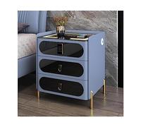 Estación de carga inalámbrica mesa final con bloqueo Smart Nightstand gabinete LED mesa con carga USB 3 cajones madera moderna noche