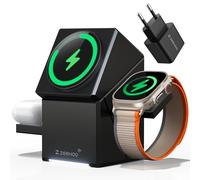 Estación de Carga Inalámbrica, Qi2 15W Fast Charge, Estación de Carga Inalámbrica 3 en 1 para Cargador de Apple Watch, para iPhone 16, 15, 14, 13, 12 Series, AirPods (Cargador USB-C de 30 W Incluido)