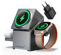 Estación de Carga Inalámbrica, Qi2 15W Fast Charge, Estación de Carga Inalámbrica 3 en 1 para Cargador de Apple Watch, para iPhone 16, 15, 14, 13, 12 Series, AirPods (Cargador USB-C de 30 W Incluido)