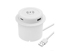 Estación de carga inalámbrica rápida 3 en 1, multifuncional emergente de 10 W, carga rápida dual USB para smartphone, reloj inteligente, auriculares (blanco)