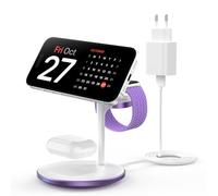 Estación de Carga inductiva 3 en 1 para Varios Dispositivos, estación de Carga mag-Safe de 15 W para iPhone 15 14, Cargador mag-Safe para iWatch Ultra 2/1/Series 9, AirPods, Morado