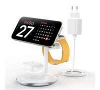 Estación de Carga inductiva 3 en 1 para Varios Dispositivos, estación de Carga rápida mag-Safe de 15 W para iPhone 15, 14 y 13, Cargador mag-Safe para iWatch Ultra2/1/Series 9/8, AirPods,Blanco