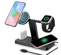 Estación de carga inductiva para teléfono y Apple Watch, cargador inalámbrico 4 en 1 para teléfono 16/15/14/13/12/11/Pro/Max/X/8/Plus, estación de carga para Apple Watch 10/9/Ultra/8/7/6/SE/5/4/3