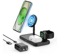 Estación de carga Mag Safe, soporte de cargador seguro 3 en 1, cargador magnético inalámbrico JoyGeek para iPhone 14/13/12/Pro Max/Plus/Mini, Apple Watch Ultra/8/SE/7/6/5, Air Pods Pro/3/2 Series