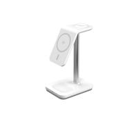 Estación de carga magnética 3 en 1, QI2, 15 W, color blanco, aluminio y policarbonato, USB-C, carga rápida para smartphone, smartwatch y auriculares