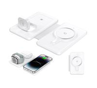 Estación de carga magnética blanca para dispositivos Apple Travel sin dispositivo