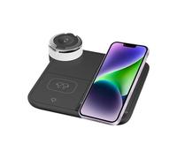 Estación De Carga Magnética: Cargador Rápido Plegable Cuatro En 1 De 15 W, Soporte Inalámbrico, Luz Ambiental De Siete Colores, Soporte Para Reloj, Tableta Y Teléfono Celular | Muelle De Suministro De