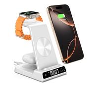 Estación de carga para Apple, cargador inalámbrico 3 en 1 con reloj para iPhone 15/14/13/12/11/Pro/Pro Max/Plus/SE/XR/XS/X, soporte de carga para Apple Watch Series 9/8/7/6 (Blanco)