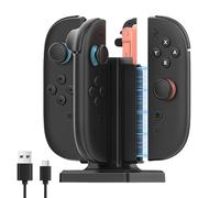 Estación de carga para controlador Switch 2 Joy-Con: WIYETY 4 en 1 Base de carga magnética, 4 controladores al mismo tiempo, carga con iluminación RGB y protección de seguridad, carga rápida