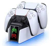Estación de carga para controladores inalámbricos Dualsense de PS5 con cargador de controlador dual, luces RGB