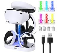 Estación de carga para PS VR2 con luz RGB, estación de carga vertical GORIXER Soporte de base para PSVR2 Headset-Display Accesorios para Playstation VR2 con 4 adaptadores magnéticos tipo C para