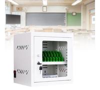 Estación de carga para smartphone de acero con puerta de vidrio templado, gabinete de carga de teléfono inteligente para biblioteca u oficina, 20 ranuras, 12 dispositivos, solución de carga segura