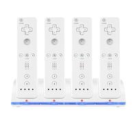 Estación de carga para Wii, 4 en 1 mando estación de carga con indicadores LED 4 piezas 2800mAh batería recargable paquete para mando Wii