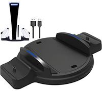 Estación de carga PS5, cargador de controlador PS5, soporte vertical actualizado para estación de carga Playstation 5 con indicador LED, base de carga dual PS5 para Sony con cable de cargador tipo C