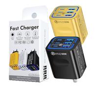 Estación De Carga Rápida 6 Puertos Bloque Cargador Multipuerto Portátil 50 W con 3 USB-C Y 3 USB-A Inteligente Control Temperatura Inteligente Cargador Pared Cubo Enchufe Universal(Mix2c)